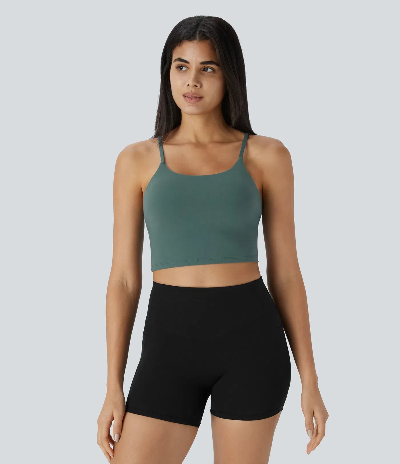 Basic Padded Workout Cropped Low Support Tank Top A-C Cups